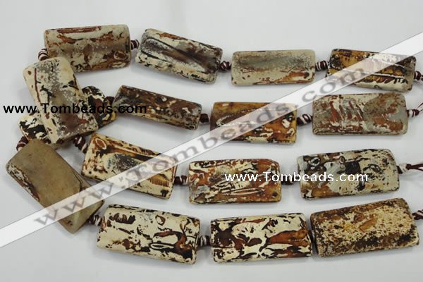 CAA757 15.5 inches 21*41mm rectangle wooden agate beads wholesale