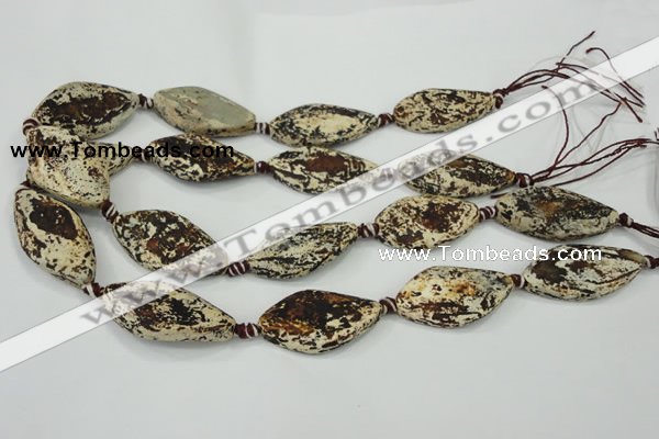 CAA758 15.5 inches 20*40mm twisted marquise wooden agate beads