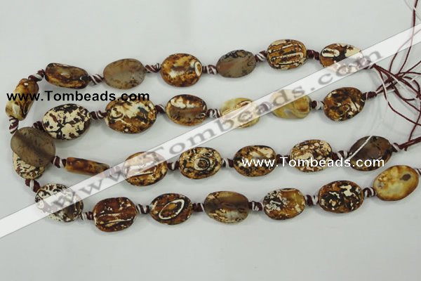 CAA760 15.5 inches 14*18mm twisted oval wooden agate beads