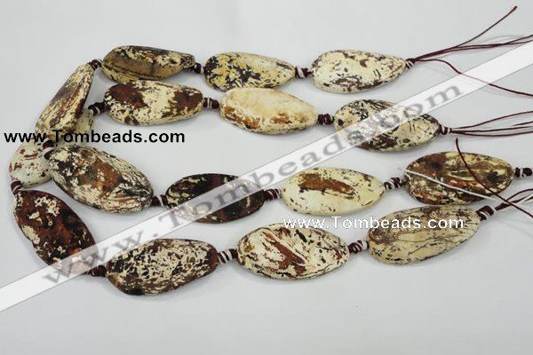 CAA761 15.5 inches 21*40mm twisted oval wooden agate beads