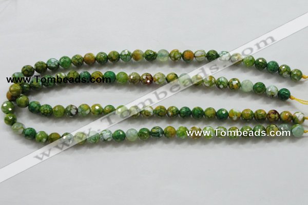 CAA790 15.5 inches 8mm faceted round fire crackle agate beads