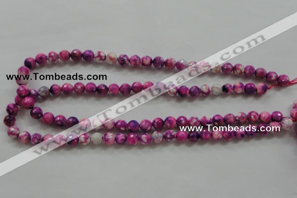 CAA795 15.5 inches 8mm faceted round fire crackle agate beads