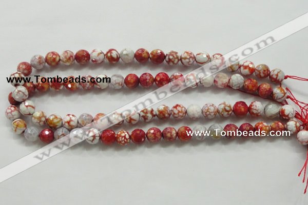 CAA799 15.5 inches 10mm faceted round fire crackle agate beads