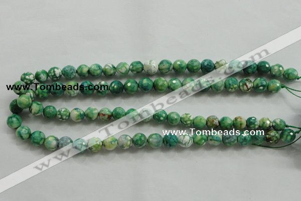 CAA800 15.5 inches 10mm faceted round fire crackle agate beads