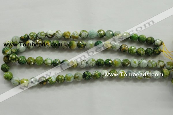 CAA801 15.5 inches 10mm faceted round fire crackle agate beads