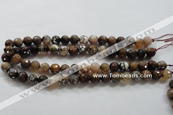 CAA802 15.5 inches 12mm faceted round fire crackle agate beads