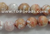 CAA803 15.5 inches 12mm faceted round fire crackle agate beads