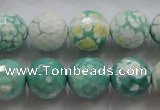 CAA805 15.5 inches 14mm faceted round fire crackle agate beads