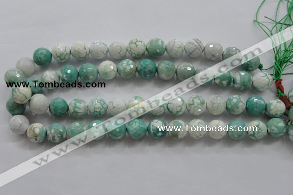 CAA805 15.5 inches 14mm faceted round fire crackle agate beads