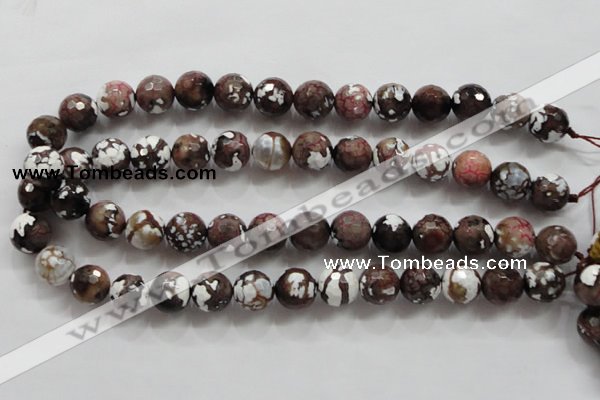 CAA807 15.5 inches 14mm faceted round fire crackle agate beads