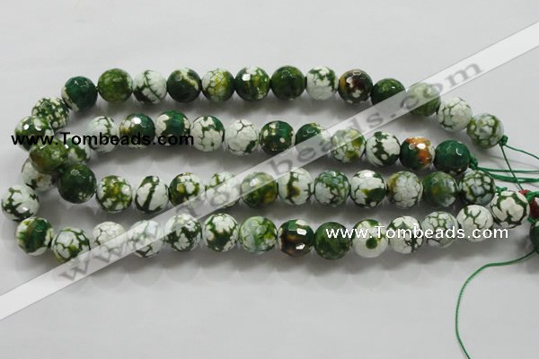 CAA808 15.5 inches 14mm faceted round fire crackle agate beads