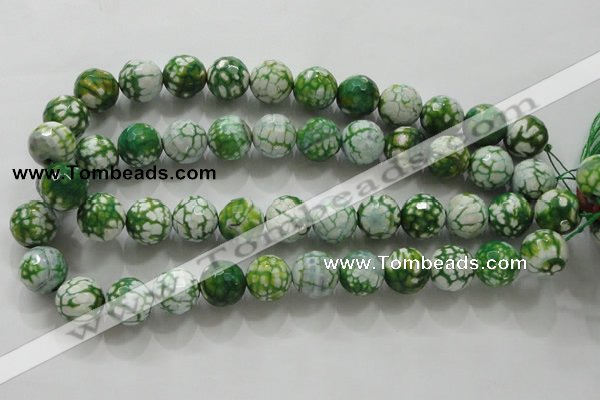 CAA810 15.5 inches 16mm faceted round fire crackle agate beads