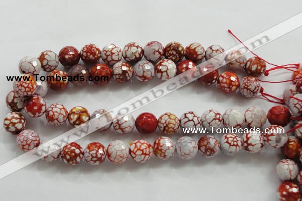 CAA811 15.5 inches 16mm faceted round fire crackle agate beads