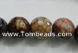 CAA813 15.5 inches 16mm faceted round fire crackle agate beads