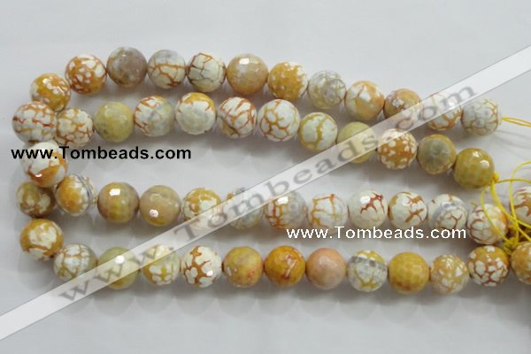 CAA816 15.5 inches 16mm faceted round fire crackle agate beads