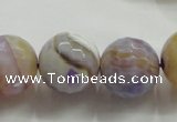 CAA819 15.5 inches 18mm faceted round fire crackle agate beads