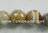 CAA820 15.5 inches 18mm faceted round fire crackle agate beads