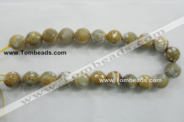 CAA820 15.5 inches 18mm faceted round fire crackle agate beads