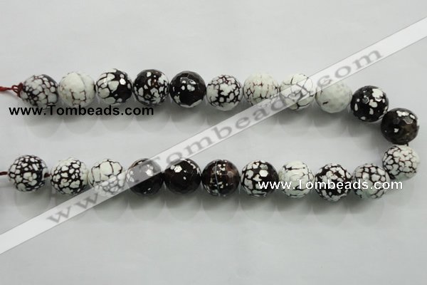 CAA821 15.5 inches 18mm faceted round fire crackle agate beads