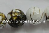 CAA822 15.5 inches 20mm faceted round fire crackle agate beads