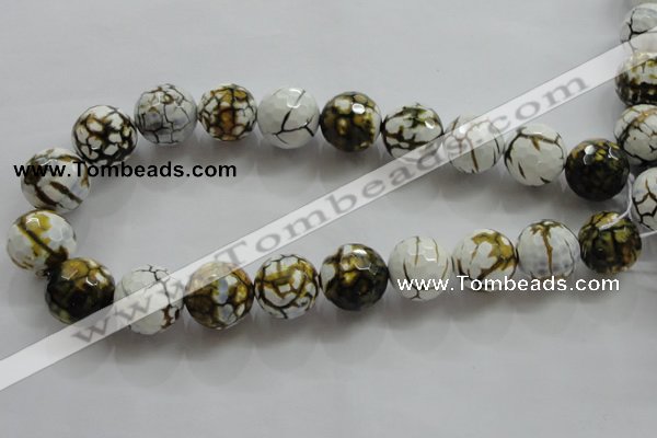 CAA822 15.5 inches 20mm faceted round fire crackle agate beads