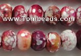 CAA826 15.5 inches 10*14mm faceted rondelle fire crackle agate beads