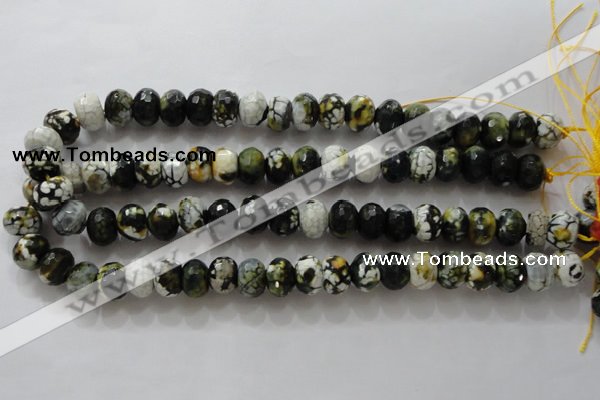 CAA828 15.5 inches 10*14mm faceted rondelle fire crackle agate beads