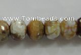 CAA829 15.5 inches 10*14mm faceted rondelle fire crackle agate beads