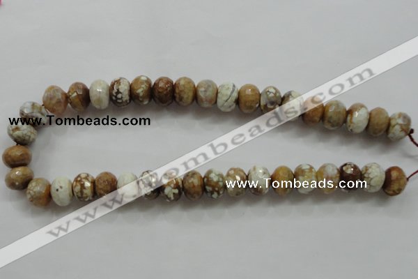 CAA829 15.5 inches 10*14mm faceted rondelle fire crackle agate beads