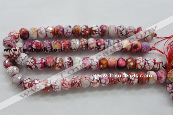 CAA831 15.5 inches 12*16mm faceted rondelle fire crackle agate beads