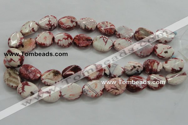 CAA835 15.5 inches 15*20mm twisted oval fire crackle agate beads