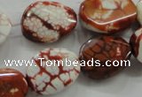 CAA836 15.5 inches 15*20mm twisted oval fire crackle agate beads