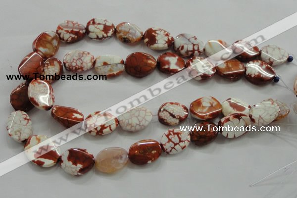 CAA836 15.5 inches 15*20mm twisted oval fire crackle agate beads