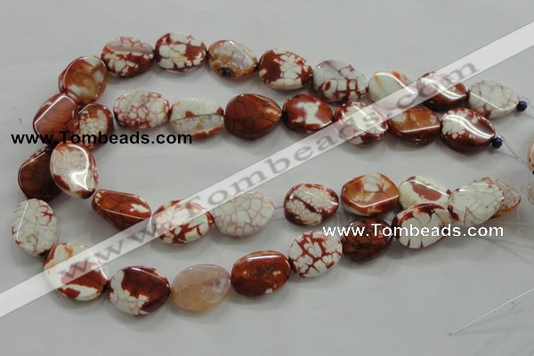 CAA836 15.5 inches 15*20mm twisted oval fire crackle agate beads