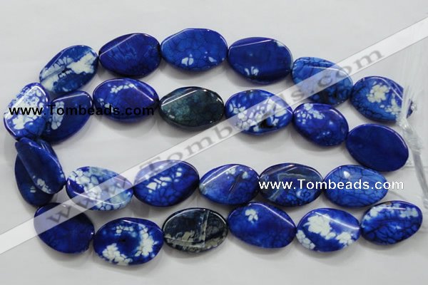 CAA839 15.5 inches 20*30mm twisted oval fire crackle agate beads