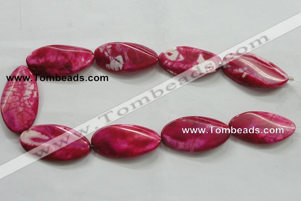 CAA844 15.5 inches 22*40mm twisted oval fire crackle agate beads