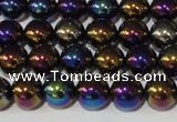 CAA850 15.5 inches 10mm round AB-color black agate beads