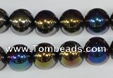 CAA851 15.5 inches 12mm round AB-color black agate beads