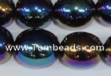 CAA854 15.5 inches 16*20mm egg-shaped AB-color black agate beads