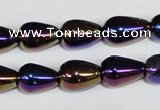 CAA855 15.5 inches 10*14mm teardrop AB-color black agate beads