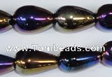 CAA857 15.5 inches 13*20mm teardrop AB-color black agate beads