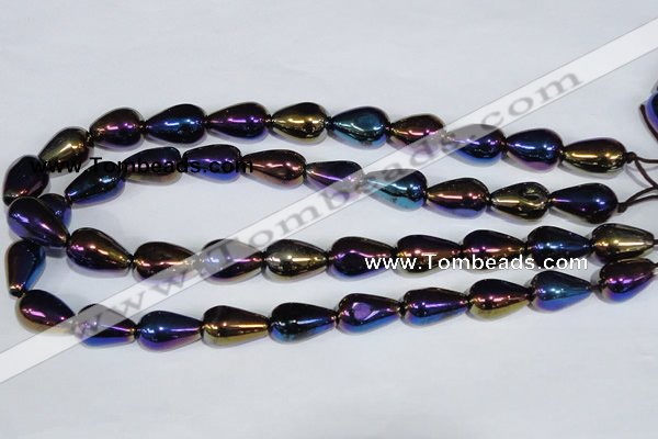 CAA857 15.5 inches 13*20mm teardrop AB-color black agate beads
