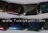 CAA861 15.5 inches 13*18mm rectangle AB-color black agate beads