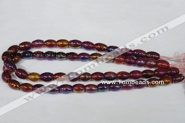 CAA878 15.5 inches 7*14mm rice AB-color red agate beads