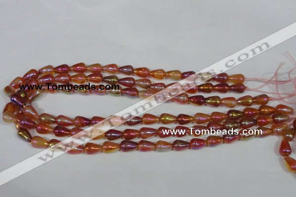 CAA880 15.5 inches 8*12mm teardrop AB-color red agate beads