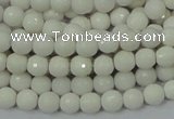 CAA92 15.5 inches 4mm faceted round white agate gemstone beads