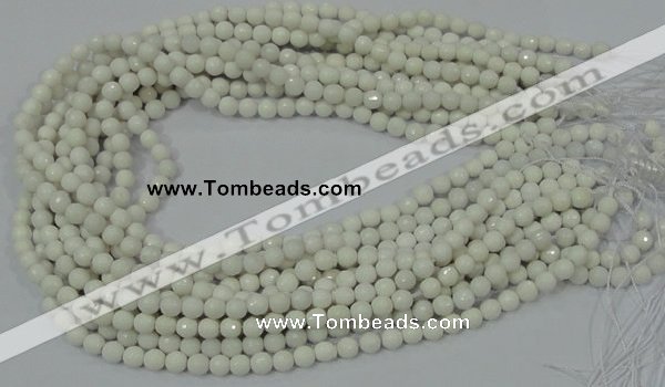 CAA92 15.5 inches 4mm faceted round white agate gemstone beads