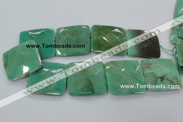 CAA98 15.5 inches 45*45mm faceted square grass agate gemstone beads