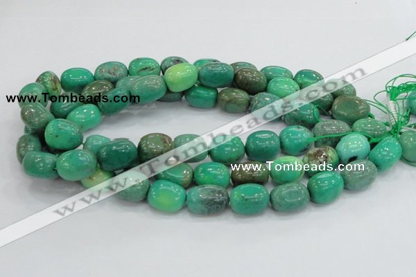 CAB04 15.5 inches 12*20mm nugget green grass agate gemstone beads