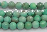 CAB07 15.5 inches 8mm faceted round green grass agate gemstone beads